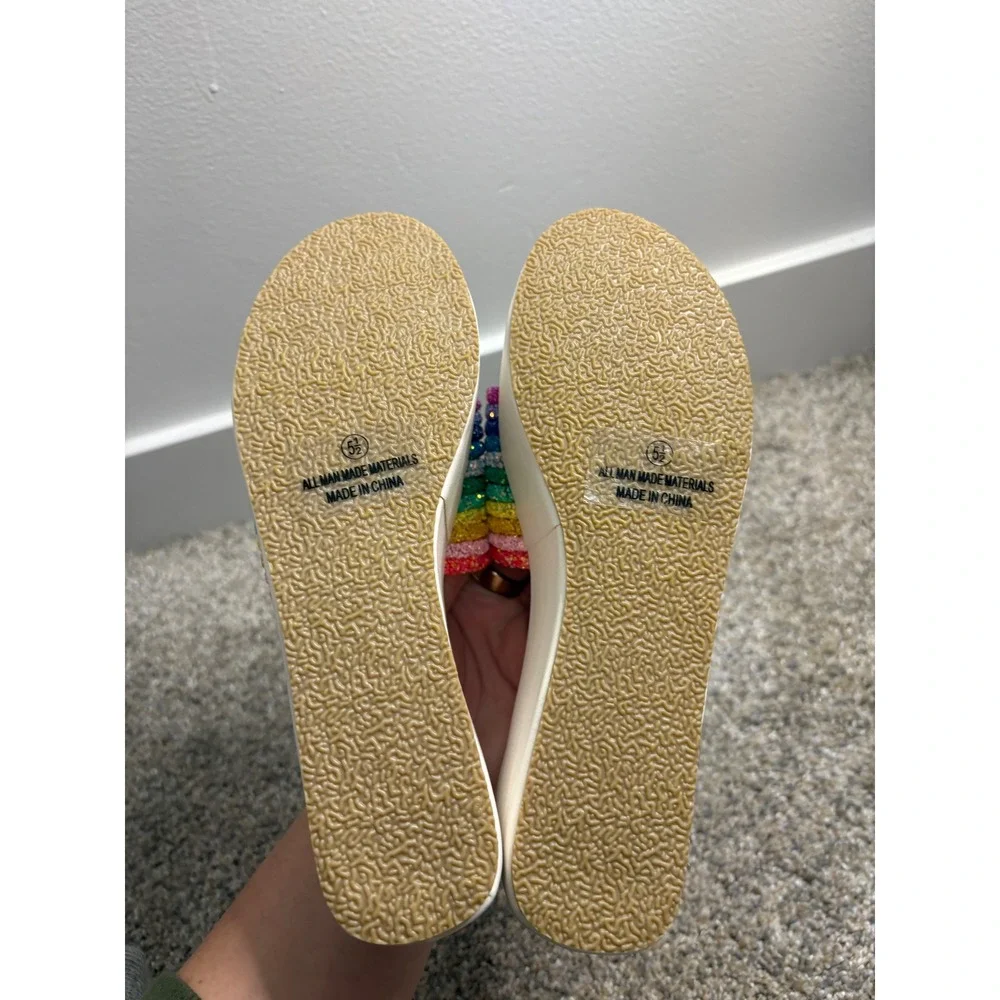 New Lady Go Diva Rainbow Platform Sandals – White – Size 5.5 - Picture 7 of 9